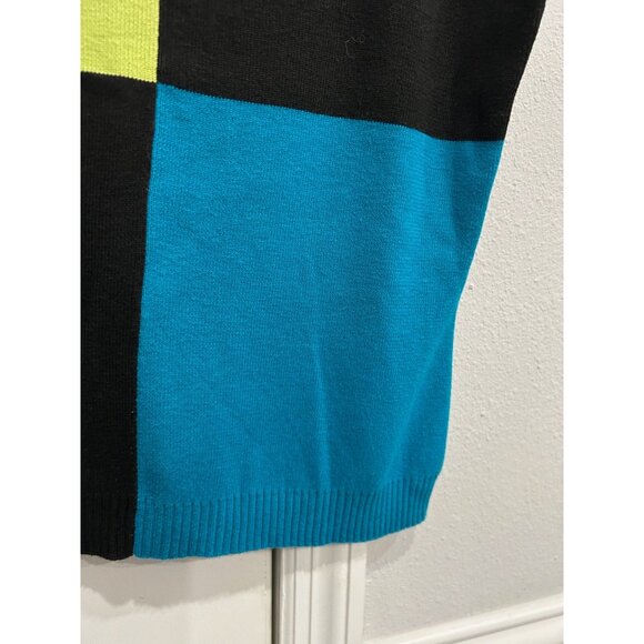 City Silk Color Block Black Blue Green Sleeveless Tank Top Sz Small - Picture 4 of 8